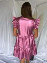 Metallic Rose Dress