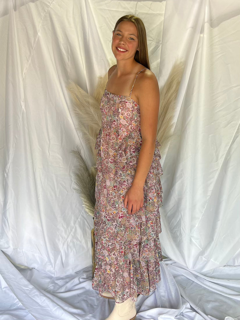 Tiered Multi Printed Maxi dress