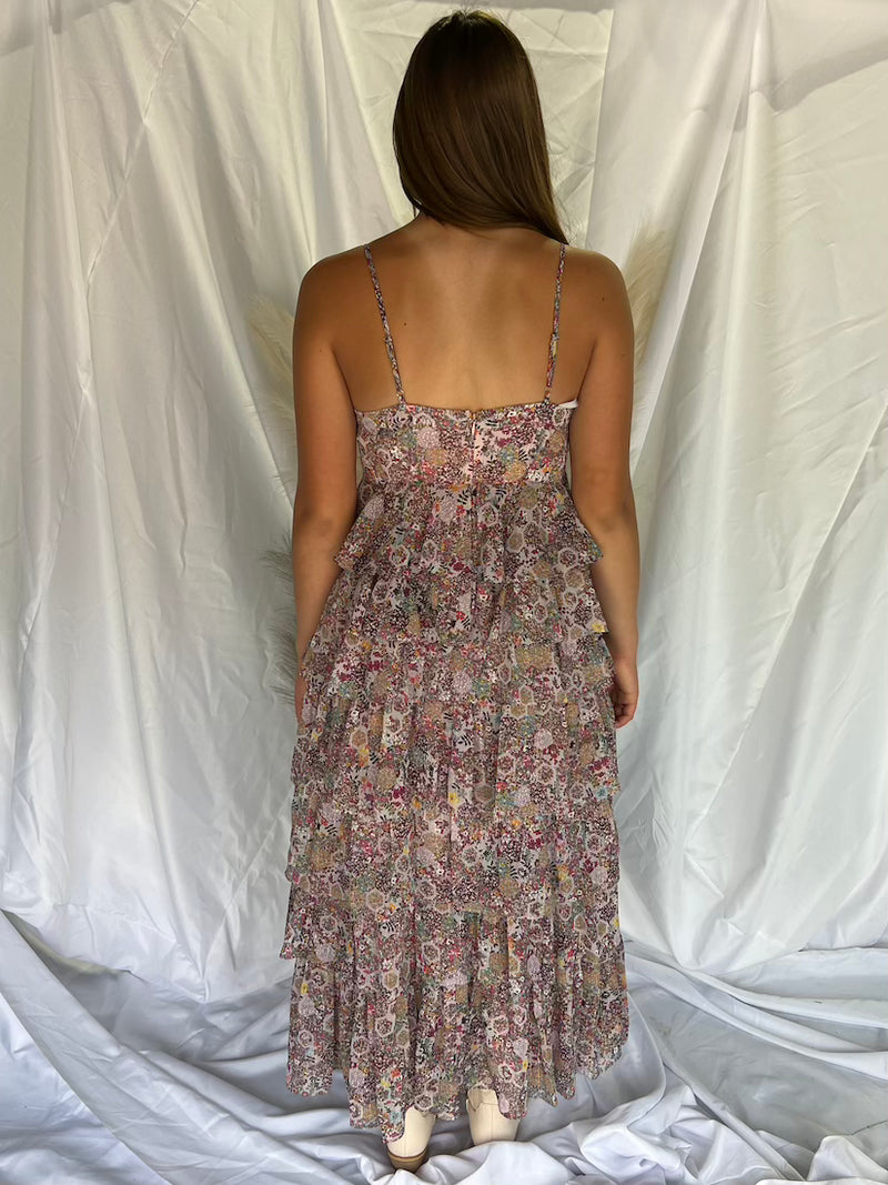 Tiered Multi Printed Maxi dress