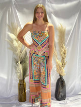 Scarf Print Side Slit Palazzo Pants