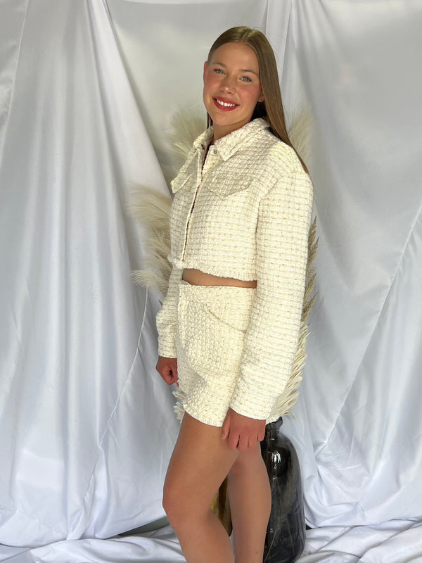 GOLD CREAM TWEED BLAZER