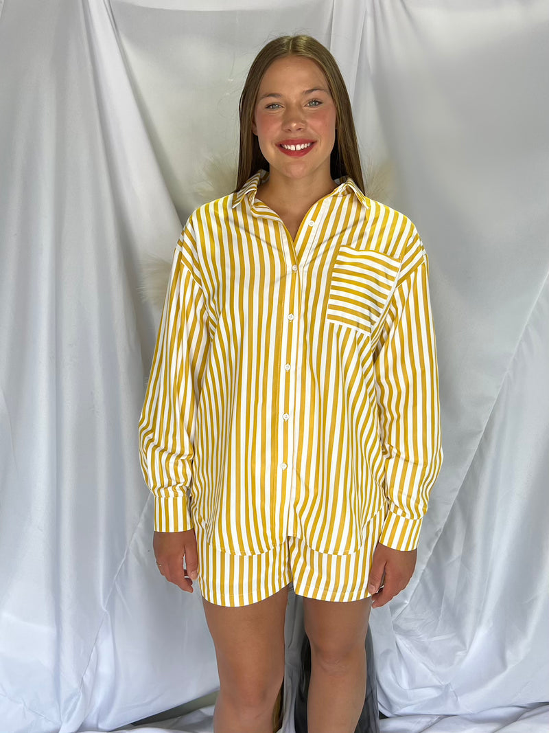 Yellow Poplin Button Up