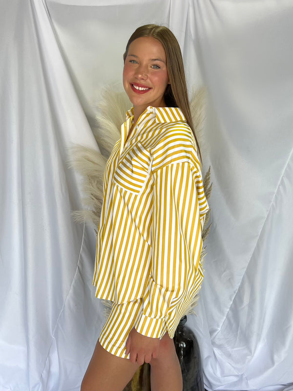 Yellow Poplin Button Up