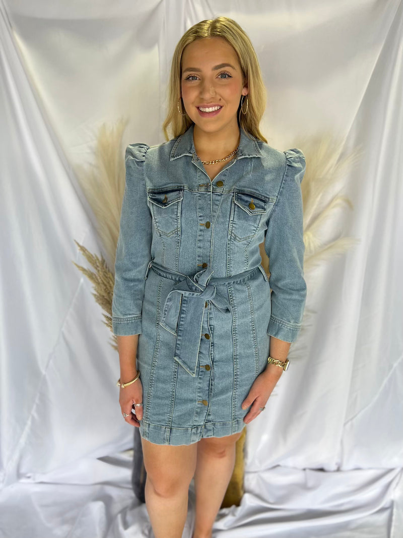 Denim Puff Sleeve Dress