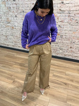 Crewneck Cable Purple Sweater