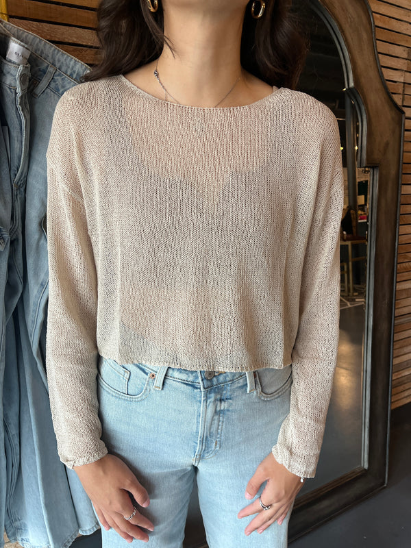 Eden Sheer Knit Cropped Sweater