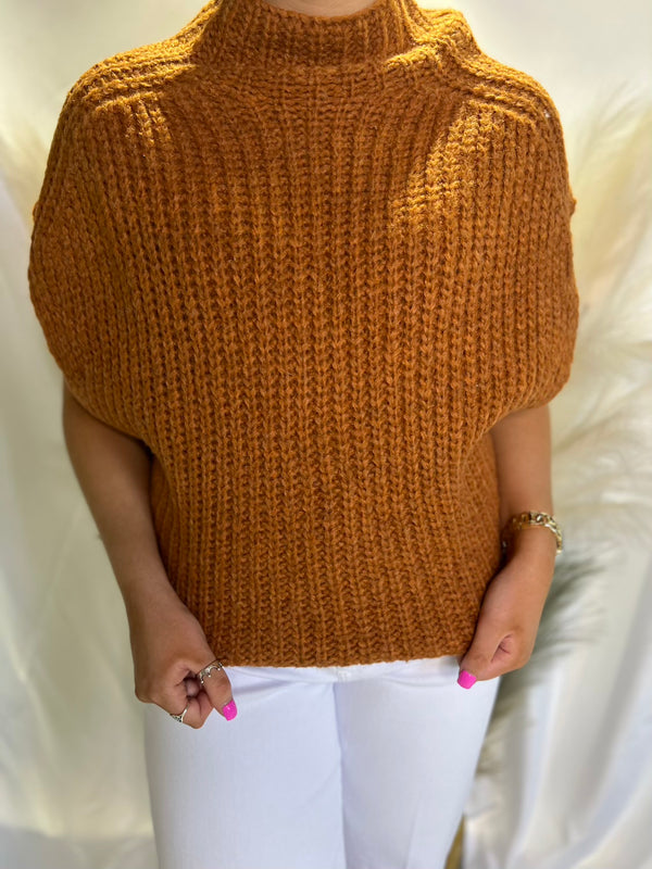 Short Sleeve Copper Sweater Turtleneck