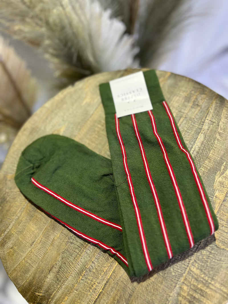 Pine Green w/ Red Vertical Stripe