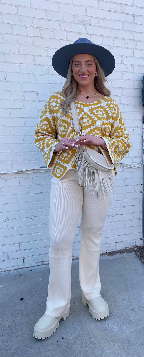 CROCHET SWEATER YELLOW/WHITE