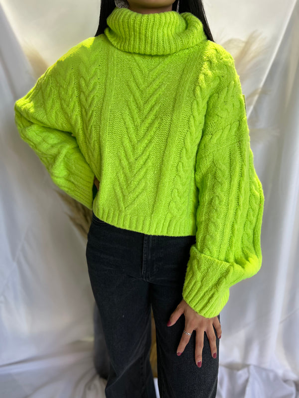 Lime Turtleneck Sweater