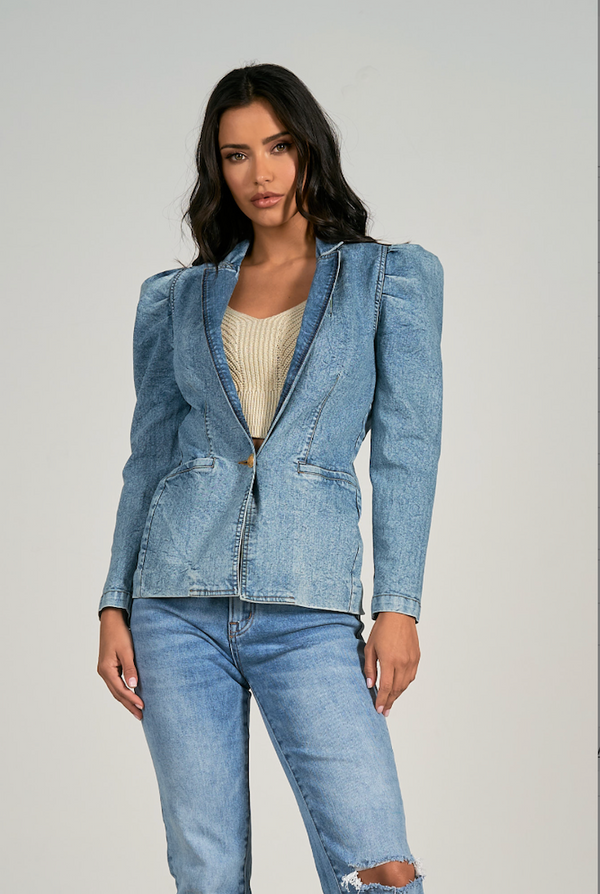 DENIM PUFF SLEEVE JACKET