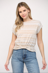 Linen Blend Rolled Knot Bottom Sweater