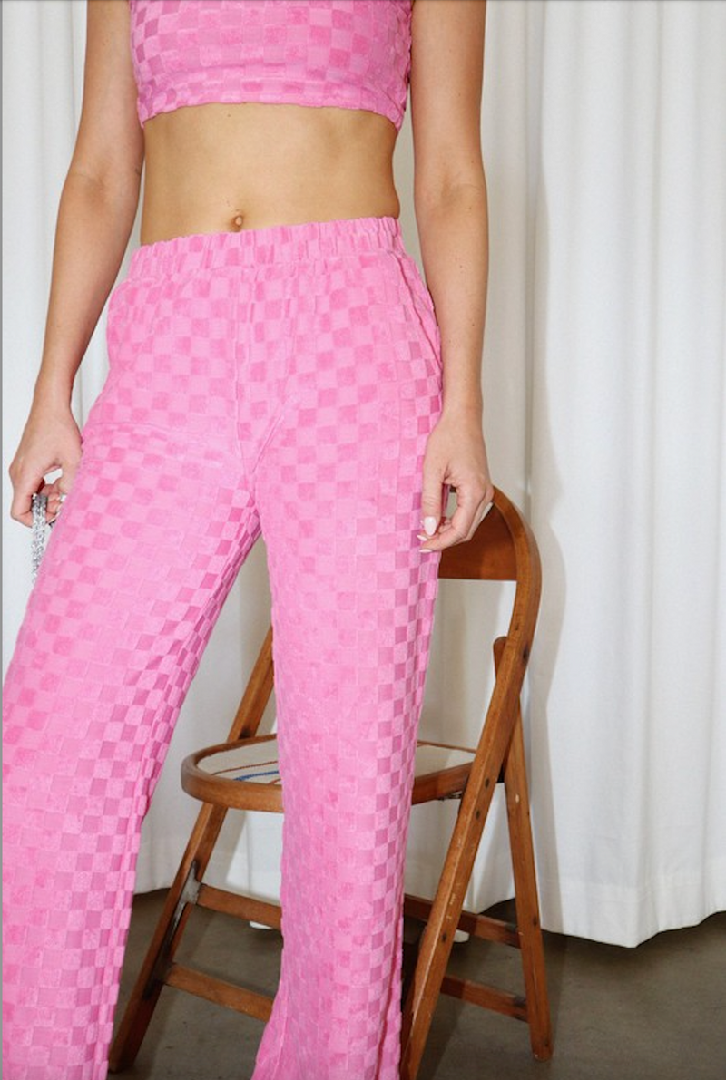 PINK CHECKERED PANTS