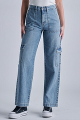 LOGAN HIGH RISE CARPENTER DAD JEANS MED BLUE