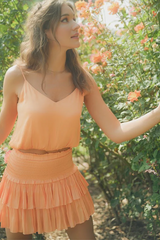 TANGERINE SILKY SMOCK SKIRT