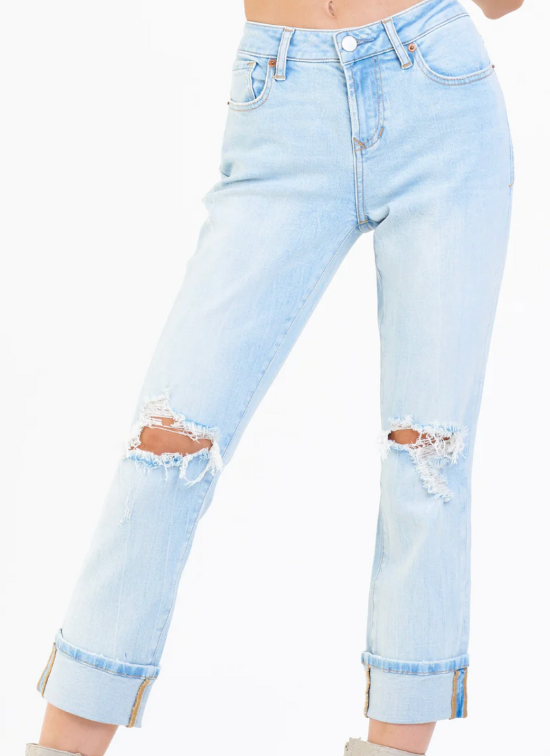 Blaire High Rise Cuffed Slim Straight Jeans