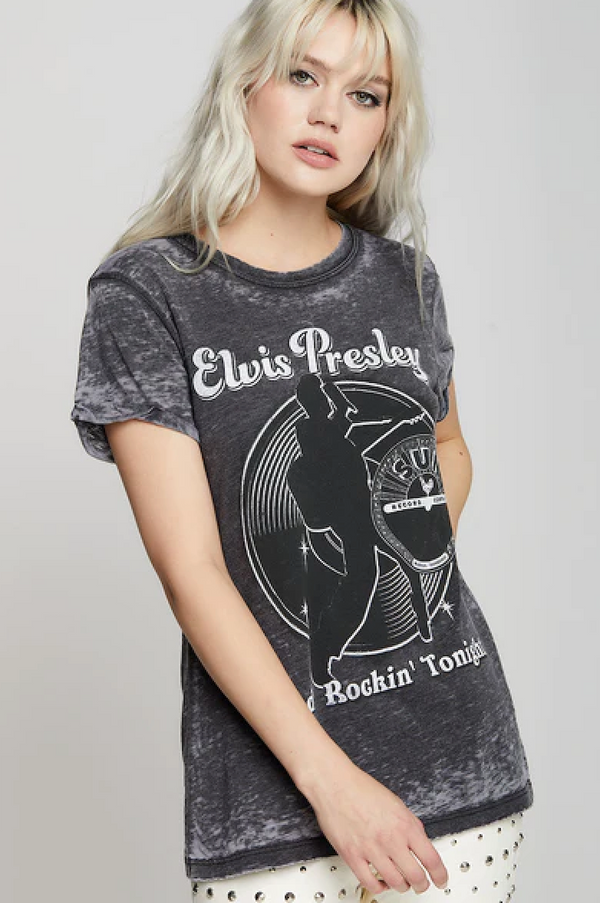 ELIVS BURN OUT TEE BLACK