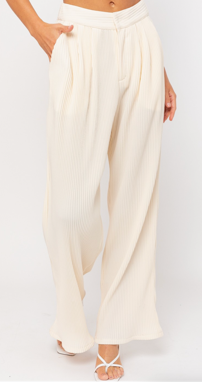 Palazzo Wide Leg Stripe Texture Pants