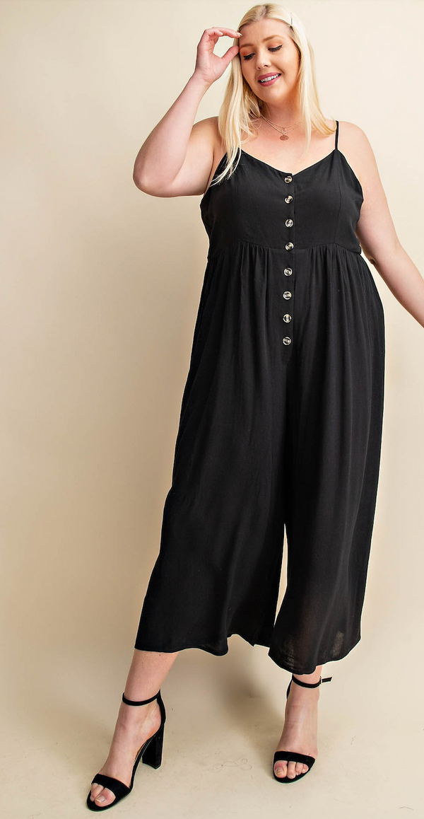 BLACK RAYLON CREPE JUMPSUIT