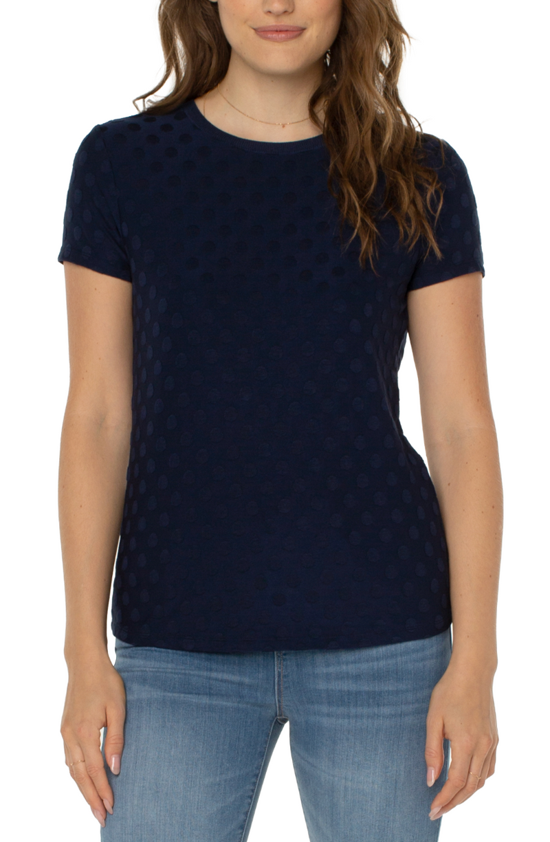 NAVY POLKA DOT SLIM FIT TEE