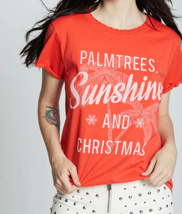 PALM TREES SUNSHINE AND CHRISTMAS TEE