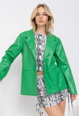 VEGAN LEATHER BLAZER- GREEN