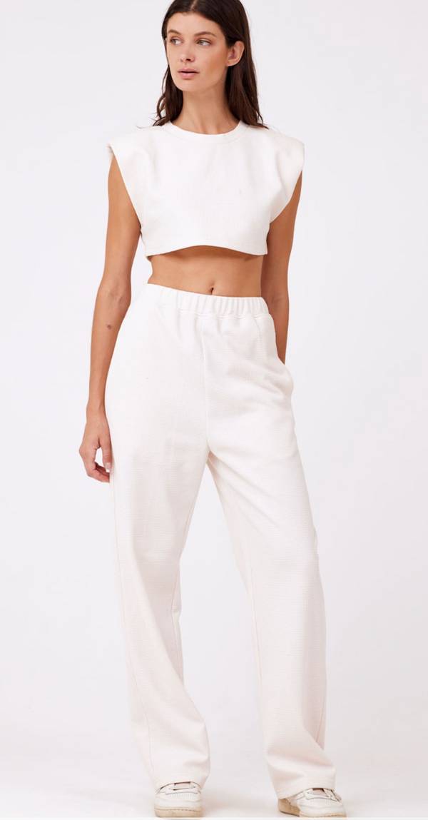 Waffle Knit Wide Leg Pant