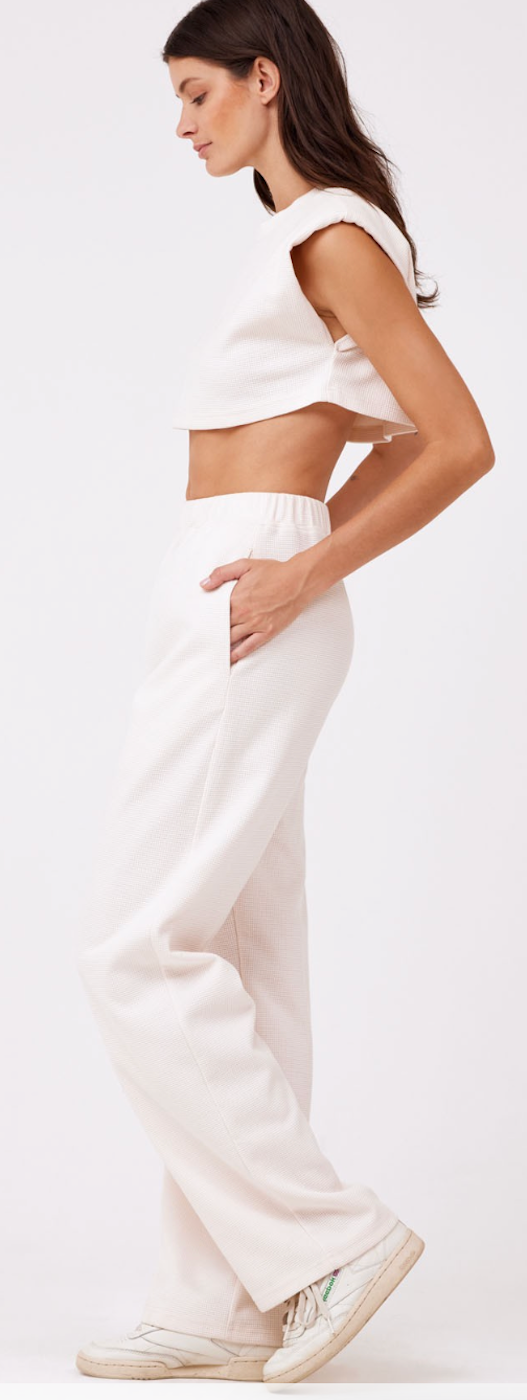 Waffle Knit Wide Leg Pant