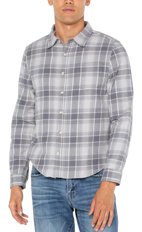 GREY OVERDYE FLANNEL SHIRT