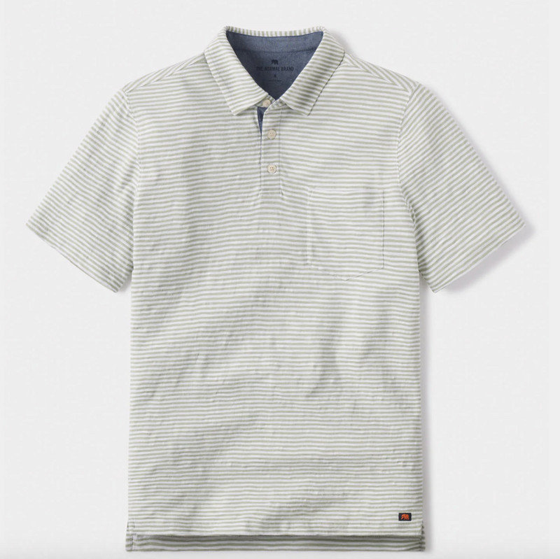 GREY STRIPE VINTAGE SLUB POLO