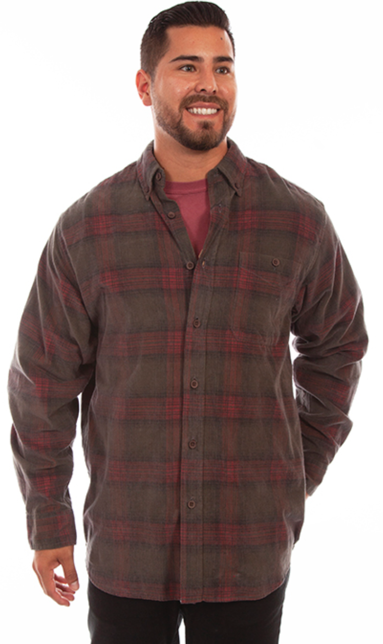 Green/Red Corduroy Plaid Shirt