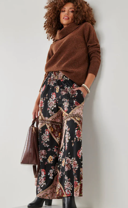 Boho Floral Wide Leg Pants