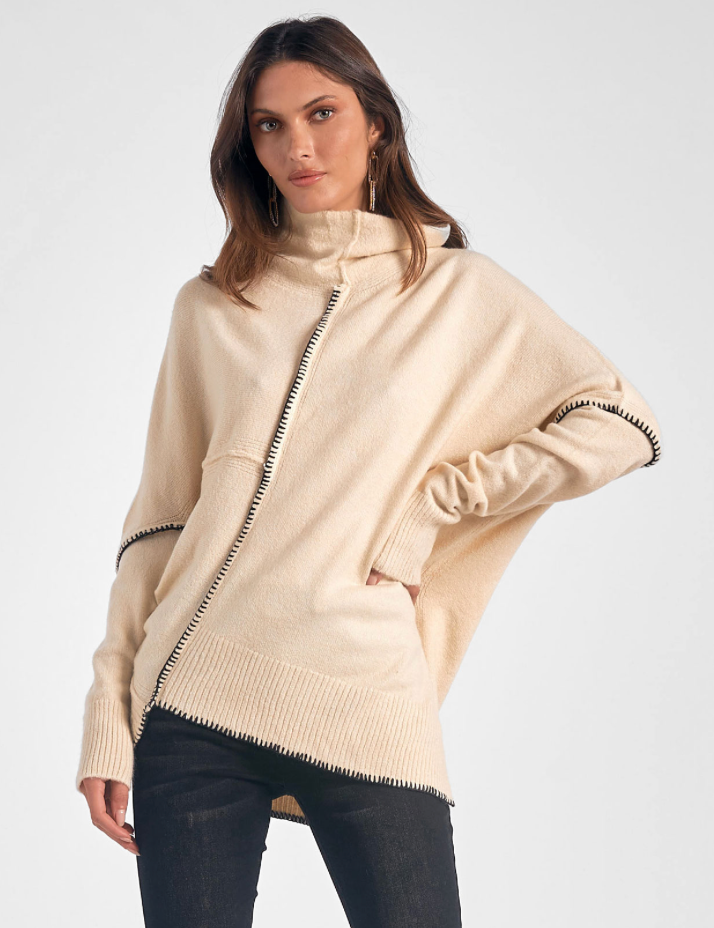 Asymmetrical Turtleneck Sweater