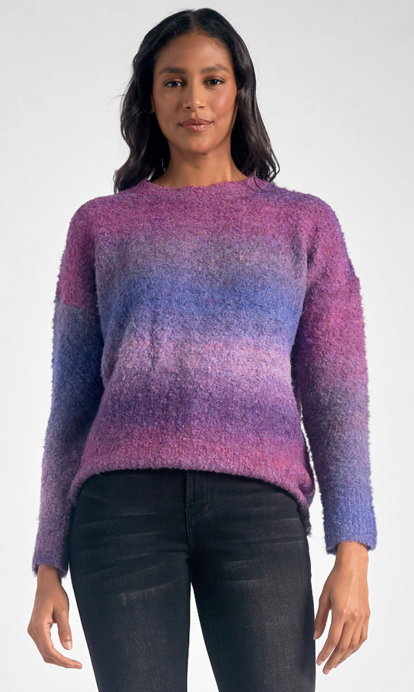 Hi-Lo Crewneck Ombre Sweater