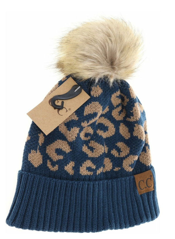 PRUSSIAN BLUE LEOPARD CC BEANIE