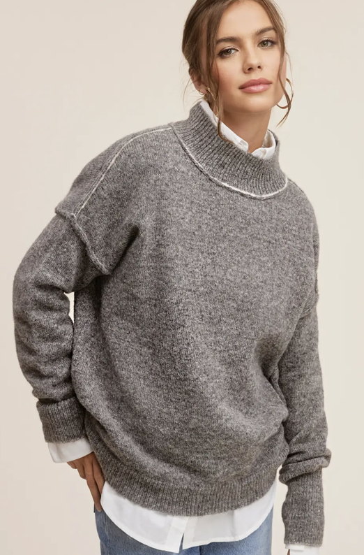 Mock Neck Fuzzy Sweater