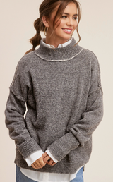 Mock Neck Fuzzy Sweater