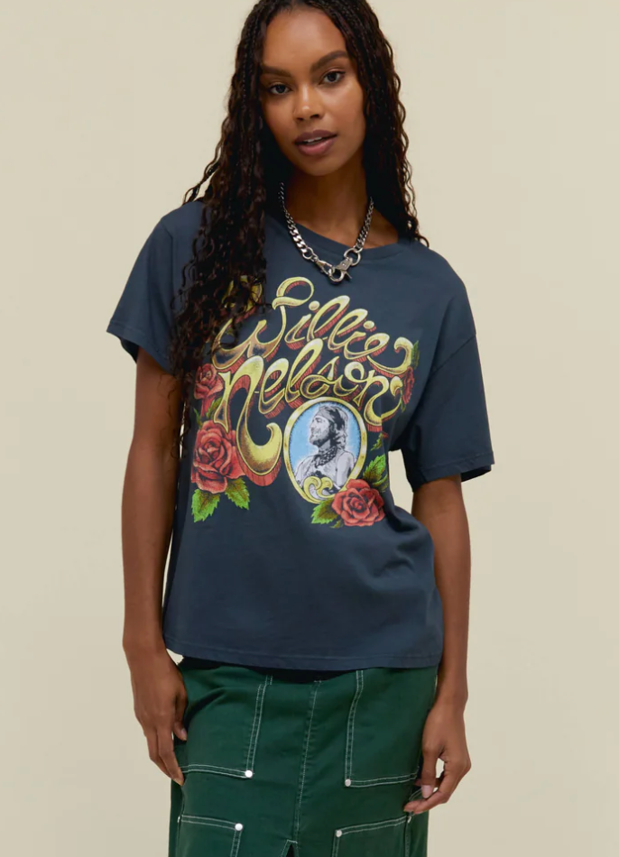 Willie Nelson Rose Frame Boyfriend Tee