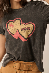 Mineral Washed Double Heart Graphic Tee