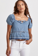 Mia Cinched Chambray Top