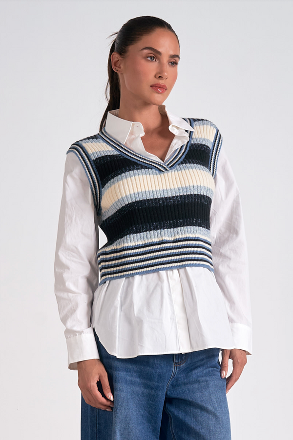 Layered Sweater Vest Shirt