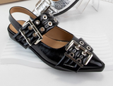 Grillo Eyelet Belt Strap Slingback Flats