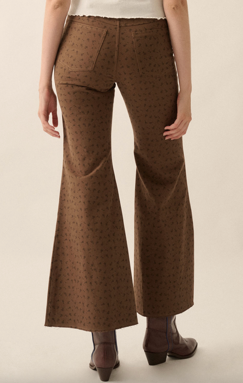 Everly Floral Twill  High-Waist Flare Pants