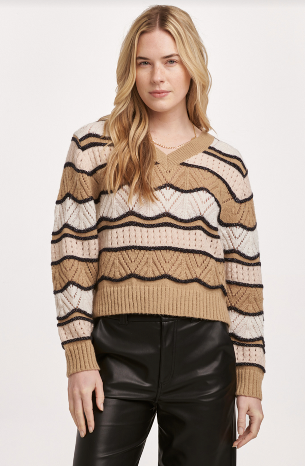 Judy Striped Pointelle Sweater