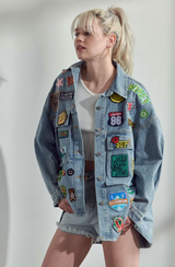 Juniper Multi Patch Oversized Denim Jacket