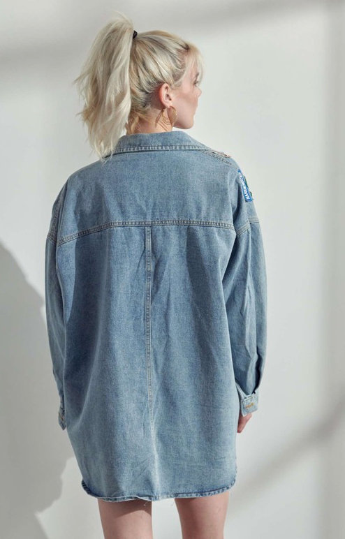 Juniper Multi Patch Oversized Denim Jacket