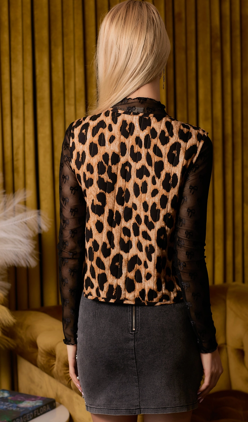 The Cindy Leopard Bow Tie Vest