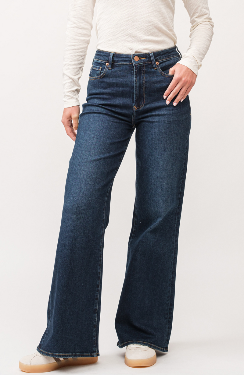 Fiona High Rise Clean Hem Wide Leg Jeans