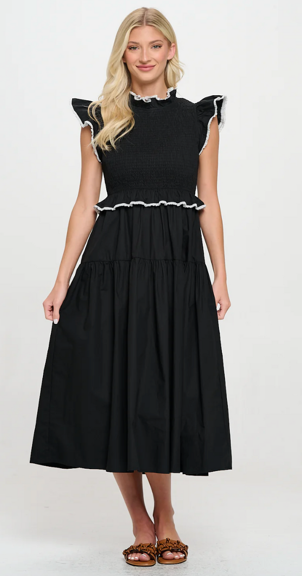 Marcella Poplin Crochet Trim Dress