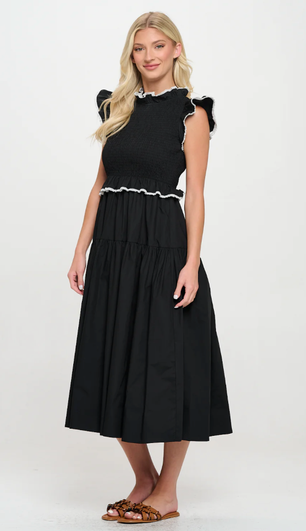 Marcella Poplin Crochet Trim Dress